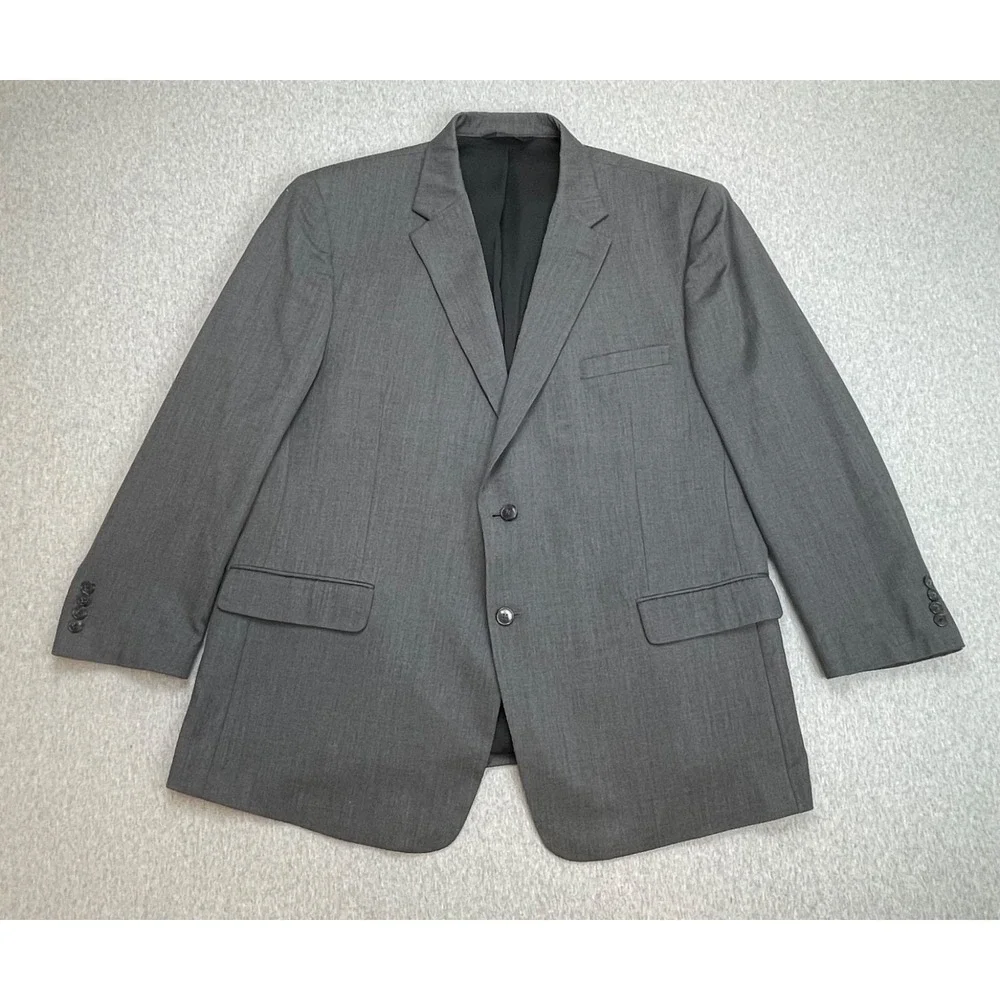 Jos A Bank Suit Men 50R Gray 100% Wool 2-Button Tailored Fit Pants 46x30 - 2 Pcs